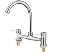 Angoily Dual Handle Kitchen Faucet Hot Cold Basin Tap Traditional 20cm Hole Spacing Mixer Tap for Home and Commercial Kitchen Sinks