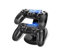 Angoily Dual Usb Controller Charger Dock Station for, Fast Charging Stand Led Indicator, Compatible 4 and Pro Controllers, Black, Gaming Accessories for Players