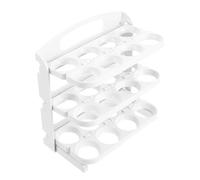 Angoily Egg Storage Rack Foldable for Refrigerator Side Door Multi-layer Plastic Egg Holder Dispenser Tray Fridge Carton