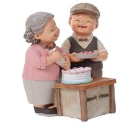 Angoily Elderly Couple Resin Figurine Statue 5.12X4.33X3.54 Inch Loving Married Couple Ornament for Anniversary Wedding and Home Decor