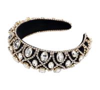 Angoily Elegant Baroque Rhinestone Headband Golden Colour for Women for Comfortable Sponge Padding Moderate Weight, for Daily Wear and Taking Photos