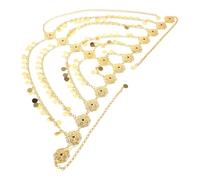 Angoily Elegant Golden Zinc Alloy Bridal Tassel Forehead Chain Headpiece with Coin Design, Smooth Finish and Comfortable Fit, for Weddings, Proms, and Daily Wear