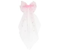 Angoily Elegant Pink Pearl Bow Hairpin, Gauze Material Hair Accessory That Stays on Head and Will Not Pull Hair, for Evening Parties and Dances