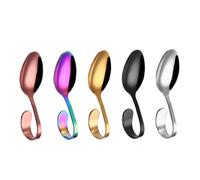 Angoily Elegant Stainless Steel Curved Handle Spoon for Buffet Serving Mirror Finish Bent Spoons for Hotel Kitchens and Special Food Presentation