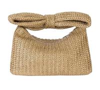 Angoily Elegant Straw Clutch Purse with Handles for Women, Lightweight Large Capacity Handbag for Summer Vacation and Party, Stylish Khaki Straw Beach Bag