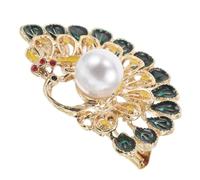 Angoily Elegant Vintage Rhinestone Peacock Brooch Pin for Women, Zinc Alloy and Plastic Material, Versatile Fashion Accessory with Fine Workmanship, Green Crystal Dress Jewelry