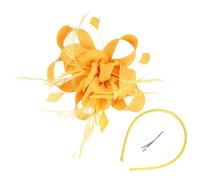Angoily Elegant Yellow 1920 Headpiece Plume Hair Accessory with Clip Comfortable Cloth Material for Women Prom and Dances Tea Party Decorations