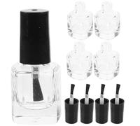 Angoily Empty Convenient 5ml Brush inside Bottles with Nail 5 Polish Glass Square Shaped Nail Polish Containers Portable and Pieces Pack