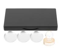 Angoily Empty Eyeshadow Palette Set, Rectangular Matte Black Makeup Case with Mirror, 3 Aluminum Pans, 25mm Double-Sided Tape and 26mm Press Stamp, Refillable Eyeshadow Tray for Women’s