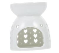 Angoily Essential Oil Warmer Stable Bottom Structure Ceramic White with Hollow-out Heart Design and Lightweight Desktop Candle Diffuser Elegant and Simple Aroma Stove for Home Use