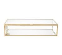Angoily European Style Glass and Copper Makeup Storage Box with Portable Design for Bedroom Use, Elegant and Dustproof Jewelry Organizer for Weddings and Marriage Proposals
