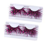 Angoily Extra Long Eyelashes 2 Pairs with Colorful Red White Dots, Fake Eyelashes for Masquerade Festival Party