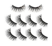Angoily Fake Eyelashes 5 Pairs Dense Dramatic Blue-black False Lashes Stiff Stem for Latin Dance Stage Makeup Extended Outer Corners Women