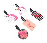 Angoily Flamingo Easy to Identify Luggage and Protect Information 5pcs PVC Luggage Tags with Strap Connector Portable Travel Suitcase Tags for Backpack and Travel Use