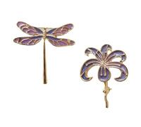 Angoily Flower Brooch 2Pcs Alloy Dragonfly Lapel Badge for Women Suitable for Weddings and Parties Lilac Colour