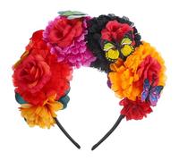 Angoily Flower Crown Headband Lightweight Day the Dead Hair Accessory Random Color Made of Cloth Floral Hairband for Cosplay and Festival Parties