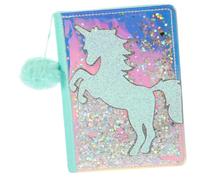 Angoily Fluffy Cartoon Unicorn Notebook Green Plush Shell Multi Function Diary Journal for Writing Travel Creative Ideas Portable Scrapbook Gift