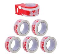 Angoily Fragile Warning Tape with Red Handheld Dispenser and 6 Rolls Fragile Packing Labels for Moving Boxes for Secure Parcel Handling