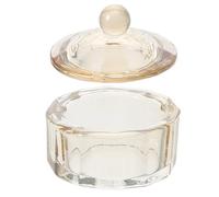 Angoily Glass Dappen Dish Delicate Finish Beige Easy Cleaning for Nail Art with Lid Unique Shape Nail Monomer Liquid Bowl