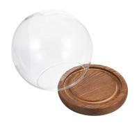 Angoily Glass Display Dome with Wooden Base for Showcasing Eternal Flowers and Small Plants, round Glass Cloche Case to Prevent Dirt Entry, for Valentine's Day and Home Decoration