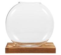 Angoily Glass Planters Window Propagation Station with Wooden Base and Glass Body for Desktop Hydroponic Vase Terrarium Container Adds A Touch of Nature and Brings Relaxation