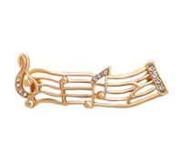 Angoily Golden Alloy Musical Notes Brooch with Shining Rhinestones, Decorative Party Brooch for Birthday Party and Christmas, Vintage Style Music Pin Adds Festive Atmosphere