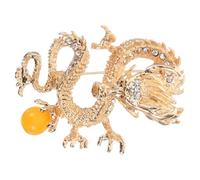 Angoily Golden Chinese Dragon Brooch Pin Made of Zinc Alloy, Versatile Decorative Accessory for Suit Or Sweater, Classic Fashion Lapel Pin Suitable for Men and Women