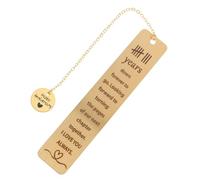 Angoily Golden Stainless Steel 8Th Wedding Anniversary Bookmark with Engraved Blessing for Couples, Romantic Book Accessory for Husband and Wife