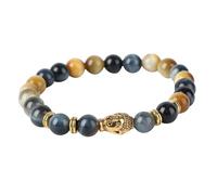 Angoily Golden Tiger-eye Stone Buddha Wrist Chain Beaded Bracelet with Elastic Stretch, Easy to Wear and Take, Stylish Fashion Wrist Rope for Everyday Wear