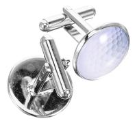 Angoily Golf Jewelry Cufflinks Pair with Metal and Crystal Glass, Small Silver Suit Studs, Shirt Accessories for Golf Lovers and Casual Business, 0.98 X 0.70 Inch