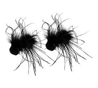 Angoily Hair Clips Hair Accessories 2pcs Ostrich Plume Black for Women, Fluffy Bobby Pins Unique Retro Style for Masquerade Parties or Engagement Events
