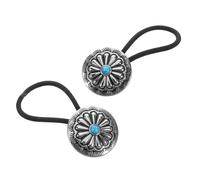 Angoily Hair Rope Tame Unruly Strands Metal and Polyester Fiber Material 2pcs Western Style Hair Ties with Vintage Flower Design for Women for Weddings and Daily Life