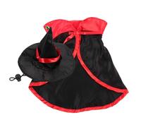 Angoily Halloween Pet Vampire Cape Costume Set for Small Dogs and Cats, Comfortable Fit Cloth Cloak with Wizard Hat, Easy Dressing Pet Cosplay Clothing for Halloween Party and Cosplay