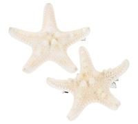 Angoily Handmade Hair Accessories Natural Hair Clips Sea Star Five-pointed 2pcs Elegant Beige Sea Star Clips Beach for Women for Party and Friends Gatherings
