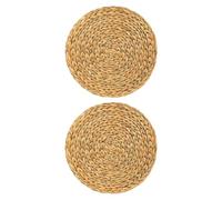 Angoily Handwoven Round Coaster Woven Placemats 2Pcs Gourd Grass Heat-Insulated Table Mat for Teapot Cups Smooth Surface 20cm