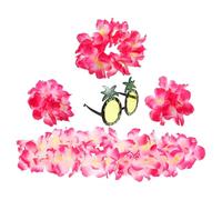 Angoily Hawaiian Party Accessory Set Pink Cloth Headband Necklace Bracelets Pineapple Sunglasses for Beach Party and Beach Vacations, Multi-occasion Application, Not Easy to Fade