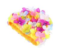 Angoily Hawaiian Petal Flower Swimming Cap for Women, Handmade Waterproof Swim Hat with Ear Protection, Colorful Creative Adult Swim Cap for Water Sports