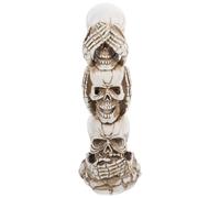 Angoily Hear No Evil See No Evil Resin Skull Ornament Halloween Party Tabletop Decor Human Skeleton Head Figurine for Home and Seasonal Decoration
