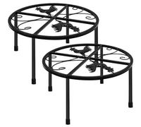 Angoily Heavy-duty 2pcs Metal Chicken Feeder Holder Rack with 4-leg Detachable Design, Black round 29x18cm Coop Waterer Stand for Poultry Feeding and Water Fountain Holder