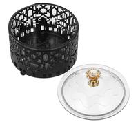 Angoily Id-adha Black Metal Candy Tray Snack Container with Lid, Ramadan Party Treat Box for Home Décor and Dried Fruit Storage, Middle Eastern Eid Festive Snack Serving Box
