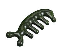 Angoily Jade Scalp Massager Comb with Ergonomic Fish Shape and Smooth Edges, Handheld Reliable Massage Comb for Hair Care and Relaxation, Green Jade Material for Light Massage