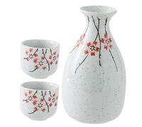 Angoily Japanese Ceramic Sake Set with Pot and 2 Cups - Traditional Retro Saki Kettle and Ceramic Cups for Serving Sake, for Home Dining and Japanese Cuisine