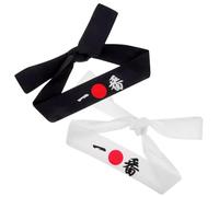 Angoily Japanese Style Headband 2pcs, Samurai Karate Training Hairbands for Men, Decorative Chef Head Scarves for Cooking and Sports