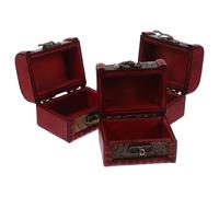 Angoily Jewelry Chest Lid 3pcs Storage Wooden with Boxes Vintage for and Hasp, Metal Hinges, Classic Retro Treasure Organizer Rings and Earrings, for Home Decor and Bathroom Use