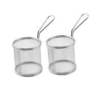 Angoily Kitchen Frying Basket Silver 2pcs Stainless Steel for Cleaning Food and Filtering Water Reusable Fryer Basket for Cooking French Fries and Household Use