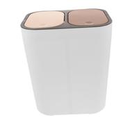 Angoily Kitchen Recycling Waste Bin with Dual Compartments for Dry and Wet Garbage Plastic Trash Can with Press Lid Easy to Clean and White with Two-tone Cover Suitable for Kitchen and