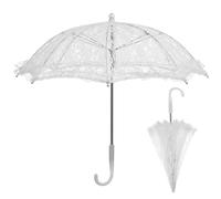 Angoily Lace Wedding Parasol White Small Size Vintage Accessory for Bridesmaid Stage Dancing and Wedding Decoration