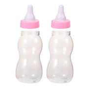 Angoily Large Baby Bottle for Baby Shower Game,2 Pcs Big Plastic Milk Bottle for Guessing Game ，11 Inch Giant Clear Piggy Bank for Girl Party Favor Gender Reveal Pink Decor