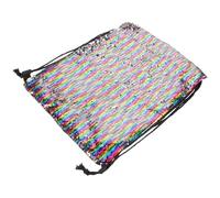 Angoily Large Capacity Drawstring Backpack with Double Shoulder Straps, Comfortable Carrying, Sparkling Sequin Design Polyester Gym Bag for Camping and Shopping