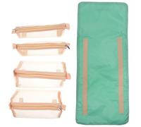 Angoily Large Capacity Foldable Roll Up Makeup Bag with Removable Compartments, Travel Organizer Pouch in Green, Portable Cosmetic Storage Container for Toiletries and Beauty Products